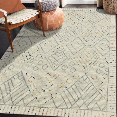 Amer Rugs Berlin Drayton Geometric Hooked Washable 5' X 8' Indoor Rectangular Area Rug