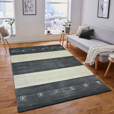 Amer Rugs Blend Yorkshire Stripe Woven Washable 5' X 8' Indoor Rectangular Area Rug