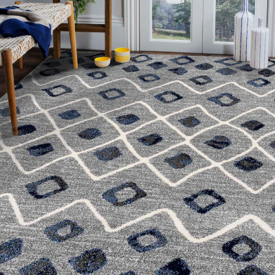 Amer Rugs Caribe Geometric Loomed Washable Indoor Rectangular Runner