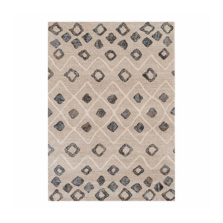 Amer Rugs Caribe Geometric Loomed Washable Indoor Rectangular Runner, One Size, White