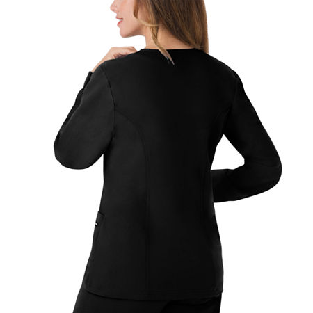 Jockey 2356 Snap Front Womens Scrub Jacket, X-small, Black