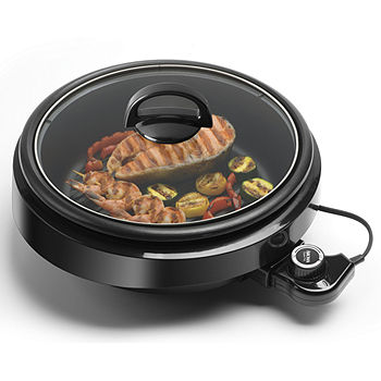 Kenmore 12x12 Non-Stick Electric Skillet with Glass Lid - Black/Gray