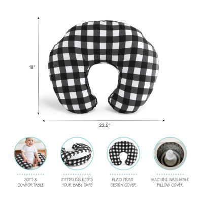 The Peanutshell Black & White Buffalo Plaid Nursing Pillow