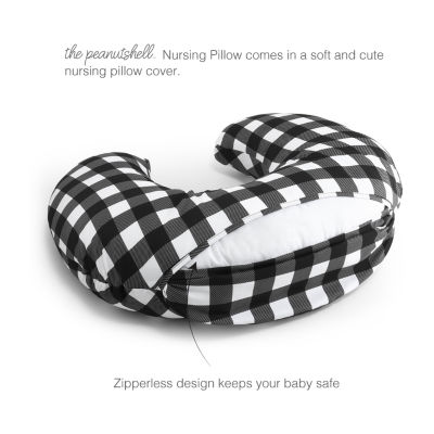 The Peanutshell Black & White Buffalo Plaid Nursing Pillow
