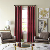 Regal Home Chenille Light-Filtering Rod Pocket Single Curtain Panel, One Size , Red