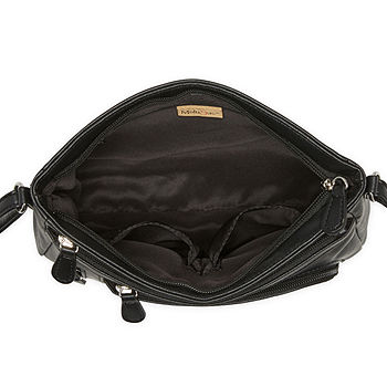 East/West Black Leather Crossbody Bag