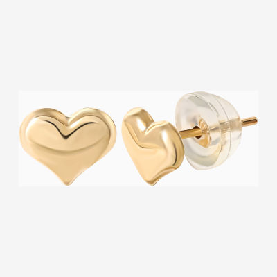 Girls 14K Gold Heart Stud Earrings