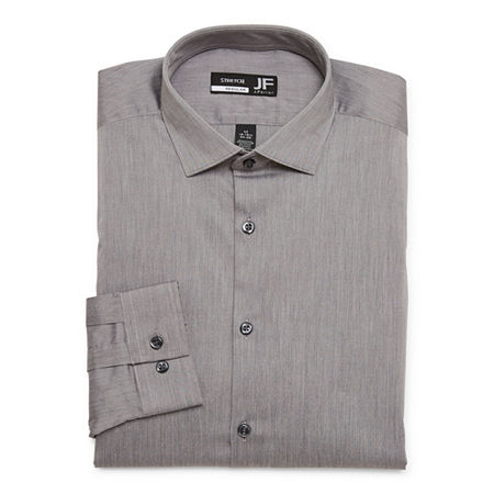 J. Ferrar Ultra Comfort Mens Regular Fit Wrinkle Free Long Sleeve Dress Shirt, 18-18.5 34-35, Gray