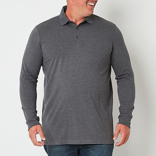 St. John's Bay Big and Tall Mens Classic Fit Long Sleeve Polo Shirt