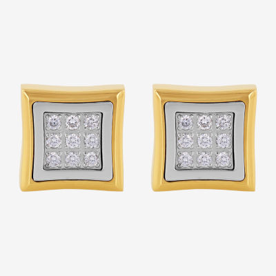 (G-H / I1) 1/4 CT. T.W. Lab Grown White Diamond Stainless Steel 10.7mm Square Stud Earrings