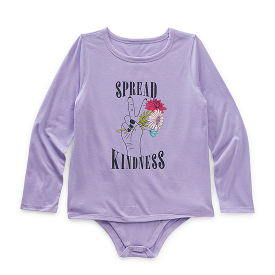 Thereabouts Little & Big Girls Round Neck Long Sleeve Adaptive Bodysuit