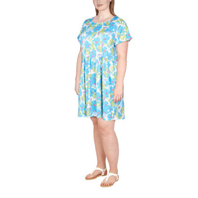 Larky Lark Womens Short Sleeve Floral Shift Dress Plus