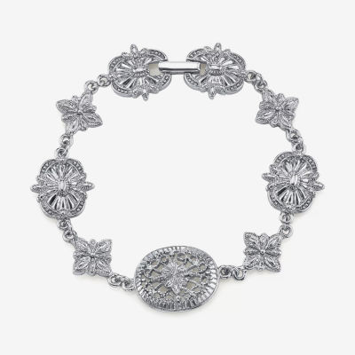 1928 Silver Tone Womens 7 3/4 Inch Link Bracelet