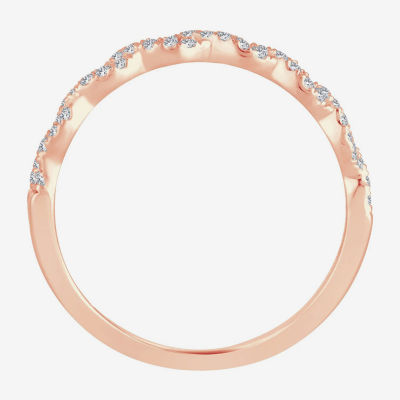 Signature By Modern Bride 1/5 CT. Natural White Diamond 10K Rose Gold Wedding Band