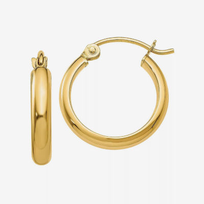 14K Gold 12mm Round Hoop Earrings