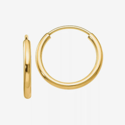 14K Gold 11mm Round Hoop Earrings