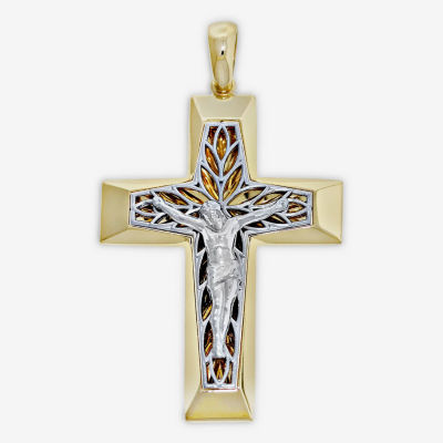 Crucifix Mens 14K Gold Cross Pendant