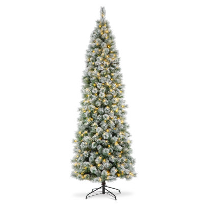 Glitzhome 9 Ft Pre-Lit Pencil Pine Christmas Tree