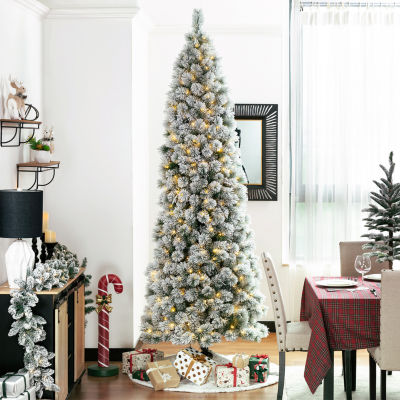 Glitzhome 9 Ft Pre-Lit Pencil Pine Christmas Tree