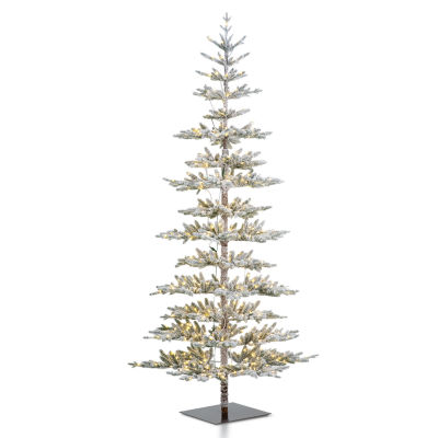 Glitzhome 9 Ft Pre-Lit Flocked Pine Christmas Tree