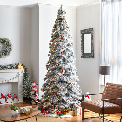 Glitzhome 9 Ft Pre-Lit Layered Spruce Christmas Tree