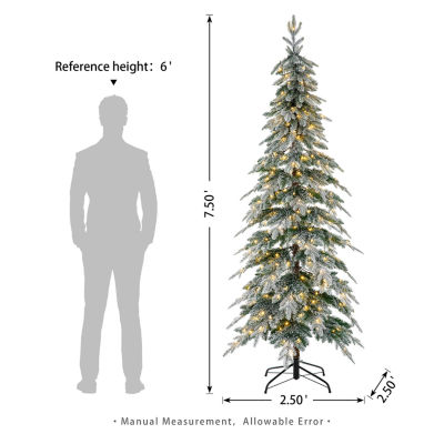 Glitzhome 7 1/2 Ft Pre-Lit Pencil Spruce Christmas Tree