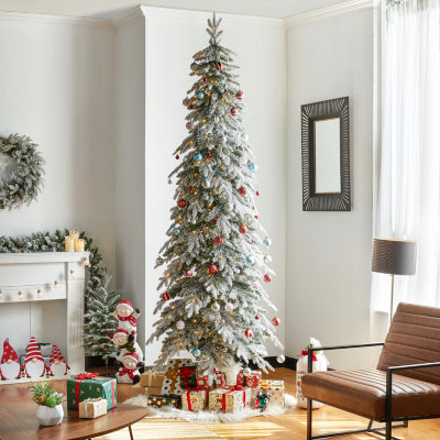 Glitzhome 9 Ft Pre-Lit Pencil Spruce Christmas Tree