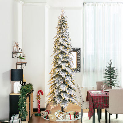 Glitzhome 11 Ft Pre-Lit Pencil Spruce Christmas Tree