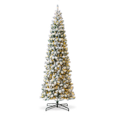 Glitzhome Pre-Lit Pencil Green 11 Foot Pine Christmas Tree