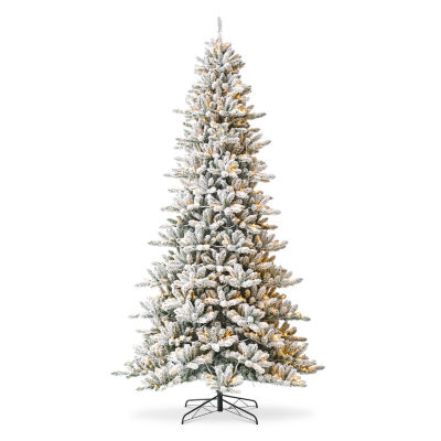 Glitzhome 10 Ft Pre-Lit Flocked Fir Christmas Tree