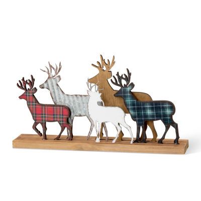 Glitzhome Galvanized Reindeer Christmas Tabletop Decor