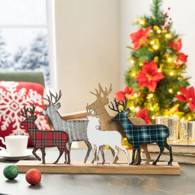 Glitzhome Galvanized Reindeer Christmas Tabletop Decor