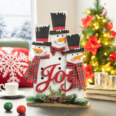 Glitzhome Wooden Snowman Family Christmas Tabletop Decor