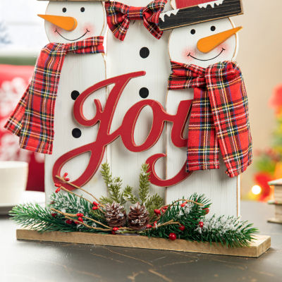 Glitzhome Wooden Snowman Family Christmas Tabletop Decor