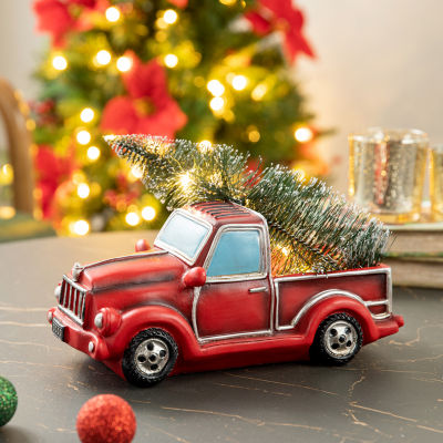 Glitzhome Lighted Truck Christmas Tabletop Decor