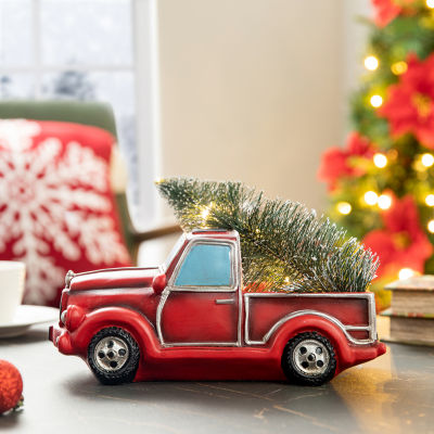 Glitzhome Lighted Truck Christmas Tabletop Decor