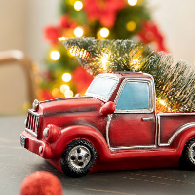 Glitzhome Lighted Truck Christmas Tabletop Decor