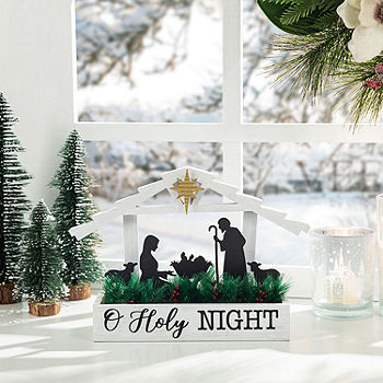 Northlight 10.25 Wooden Snowman Merry Christmas Cut-Out with Miniature Ornaments Table Top Decoration