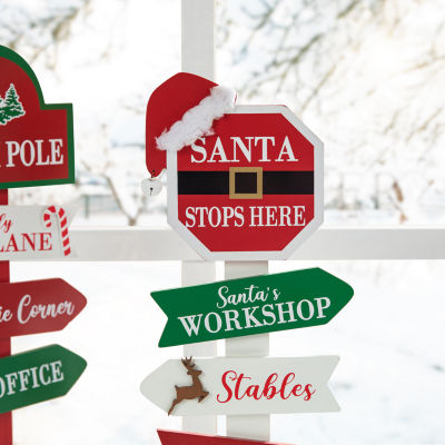 Glitzhome 2-pc Signpost Wooden Christmas Tabletop Decor