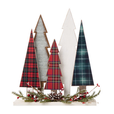 Glitzhome 1.1ft Wooden Decor Christmas Tabletop Tree