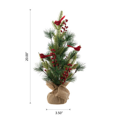 Glitzhome 1.6ft Cardinal Christmas Tabletop Tree