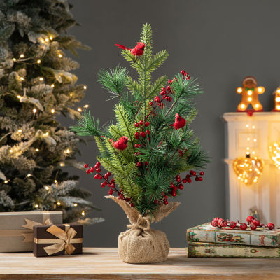 Glitzhome 1.6ft Cardinal Christmas Tabletop Tree