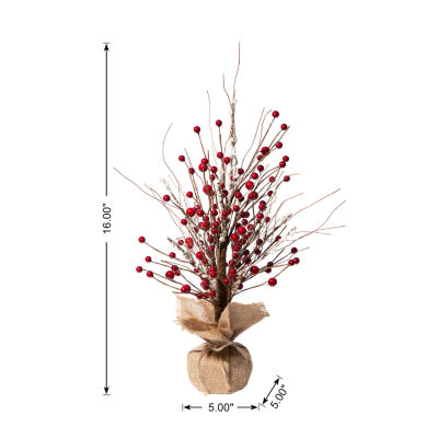 Glitzhome Red Berry Christmas Tabletop Tree