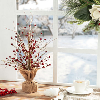 Glitzhome Red Berry Christmas Tabletop Tree