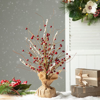 Glitzhome Red Berry Christmas Tabletop Tree