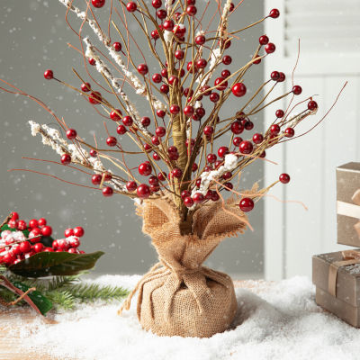 Glitzhome Red Berry Christmas Tabletop Tree