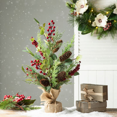 Glitzhome Floral Christmas Tabletop Tree