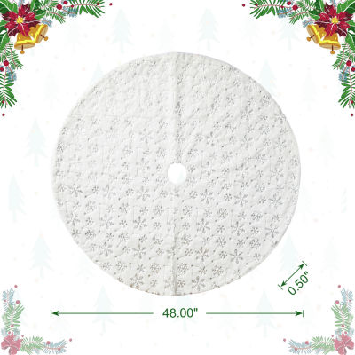 Glitzhome 4ft White Plush Christmas Indoor Tree Skirt