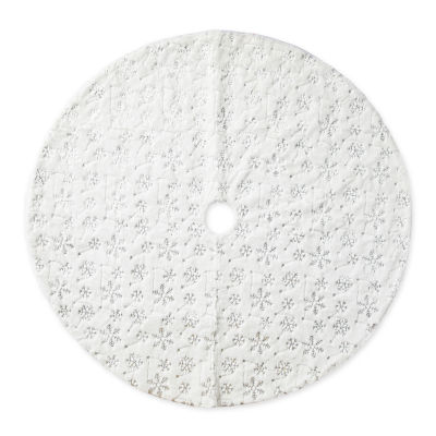 Glitzhome 4ft White Plush Christmas Indoor Tree Skirt