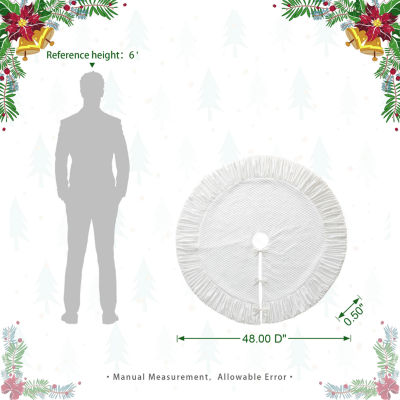 Glitzhome White Velvet Indoor Tree Skirt